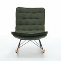 Lazy Rocking Chair,Comfortable Lounge Chair With Wide Backrest And Seat Wood Base, Upholstered Armless Rocker Chair For Living Room, Balcony,Bedroom And Patio Porch. Dark Green Cushion Iron Dark Green Primary Living Space Sponge Square Casual Rocking