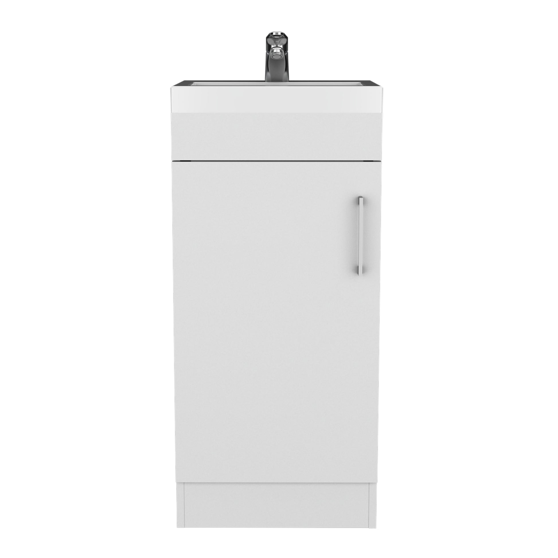 Madrid 16" Bathroom Vanity Single Door, Resin Sink And Faucet White White Bathroom Modern Particle Board