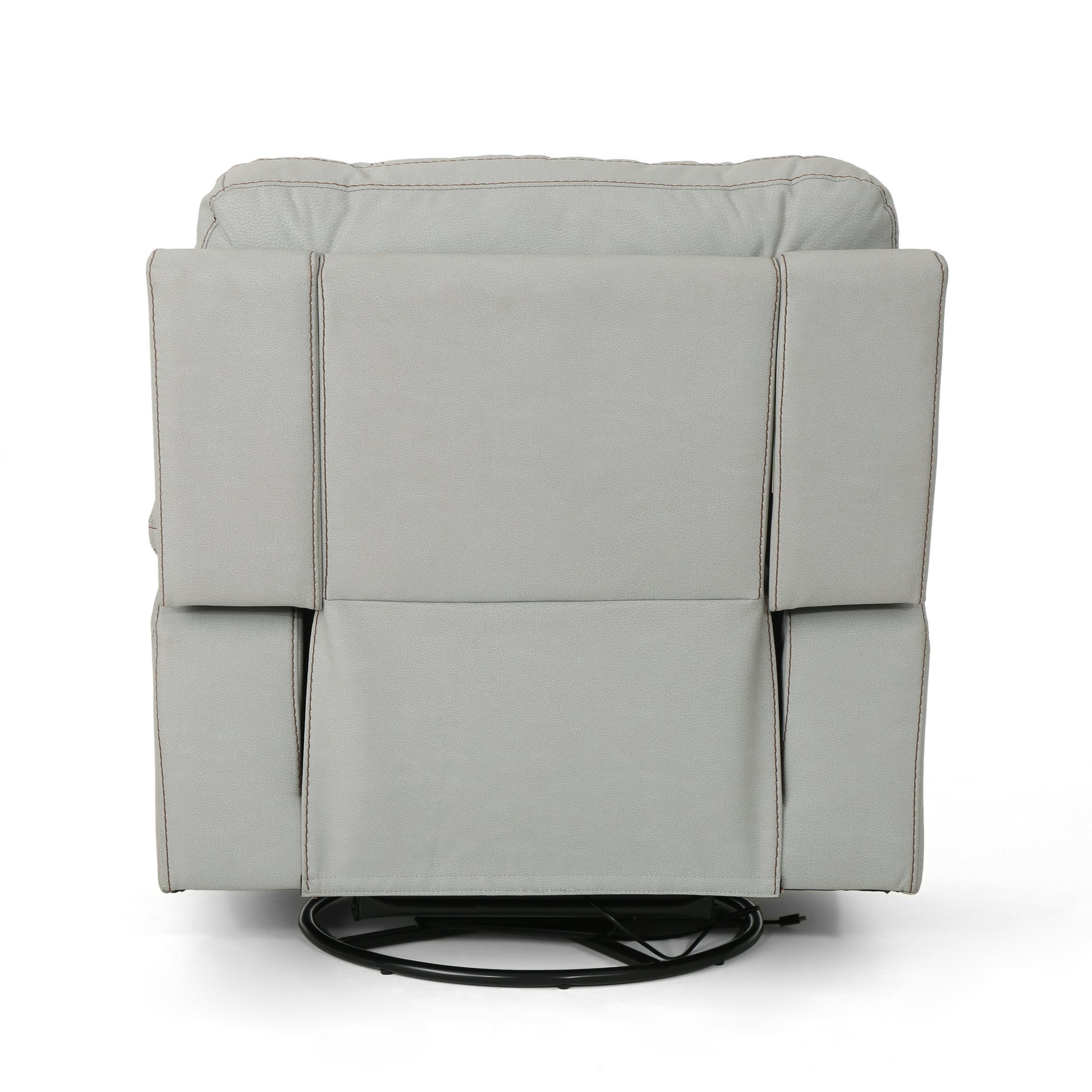 39.5" Wide Faux Leather Power Swivel Standard Recliner Light Grey Pu