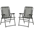 Outsunny Set Of 2 Patio Folding Chairs, Outdoor Bungee Sling Chairs W Armrests, Portable Lawn Chairs For Camping, Garden, Pool, Beach, Backyard, Gray Gray Steel