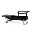 Calmam Black High Gloss & Chrome Finish Coffee Table W Lift Top Black Synthetic Wood