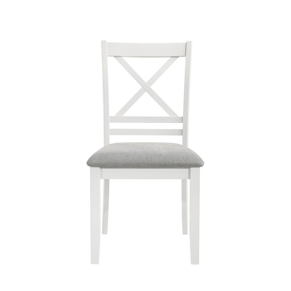 Set Of 2 Light Gray Upholstered Dining Chairs, White Solid Light Gray,White Dining Room Dining Chairs Cross Back Set Of 2 Mdf,Polyester