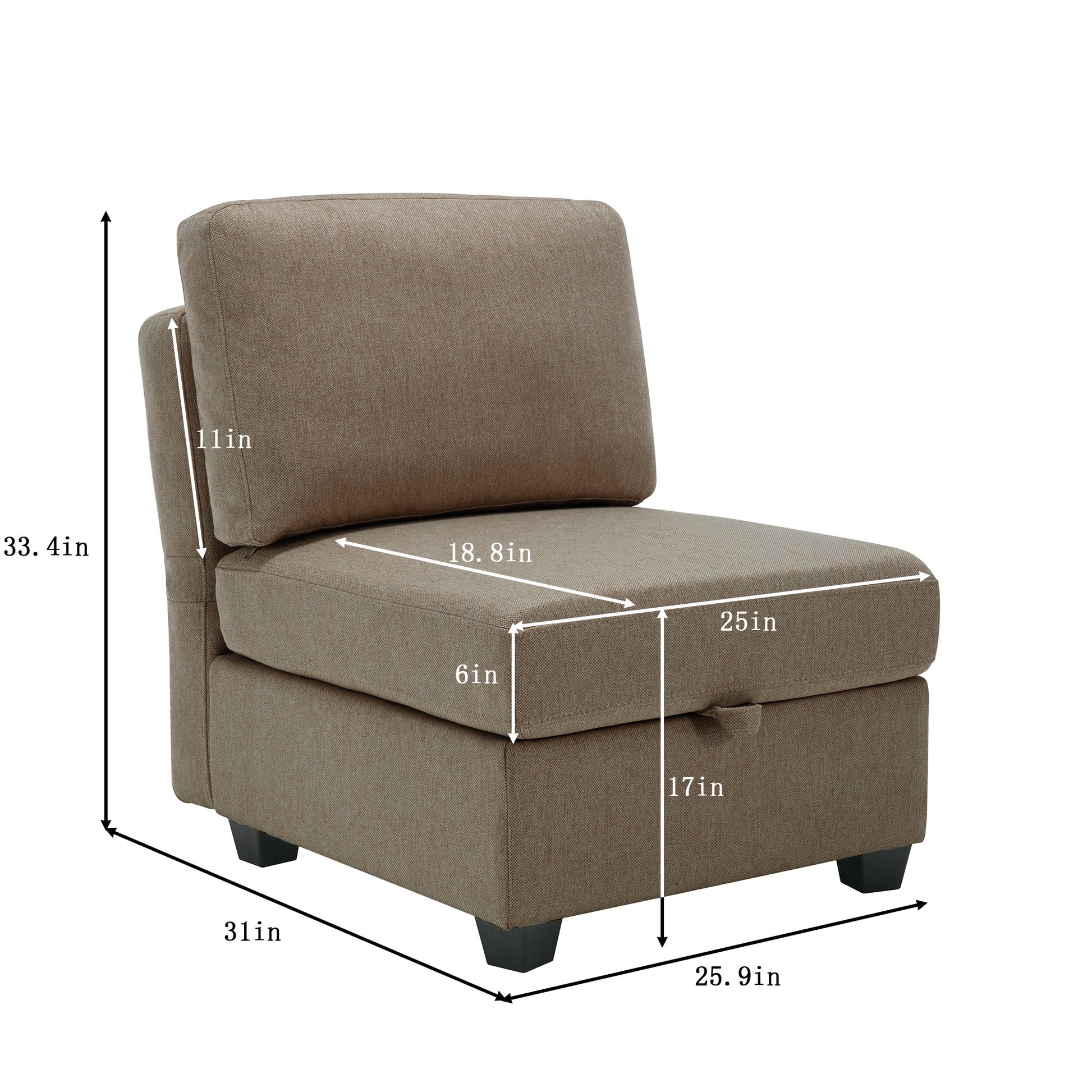 Convertible Sectional Sofa With Chaise, L Shaped Sofa Couch Modular Sectional Sofa With Storage Seats, Adjustable Arms And Backs Brown Brown Polyester 3 Seat