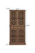 4 Door Cabinet With 1 Drawer, With 4 Adjustable Inner Shelves, Storage Cabinet Walnut Mdf