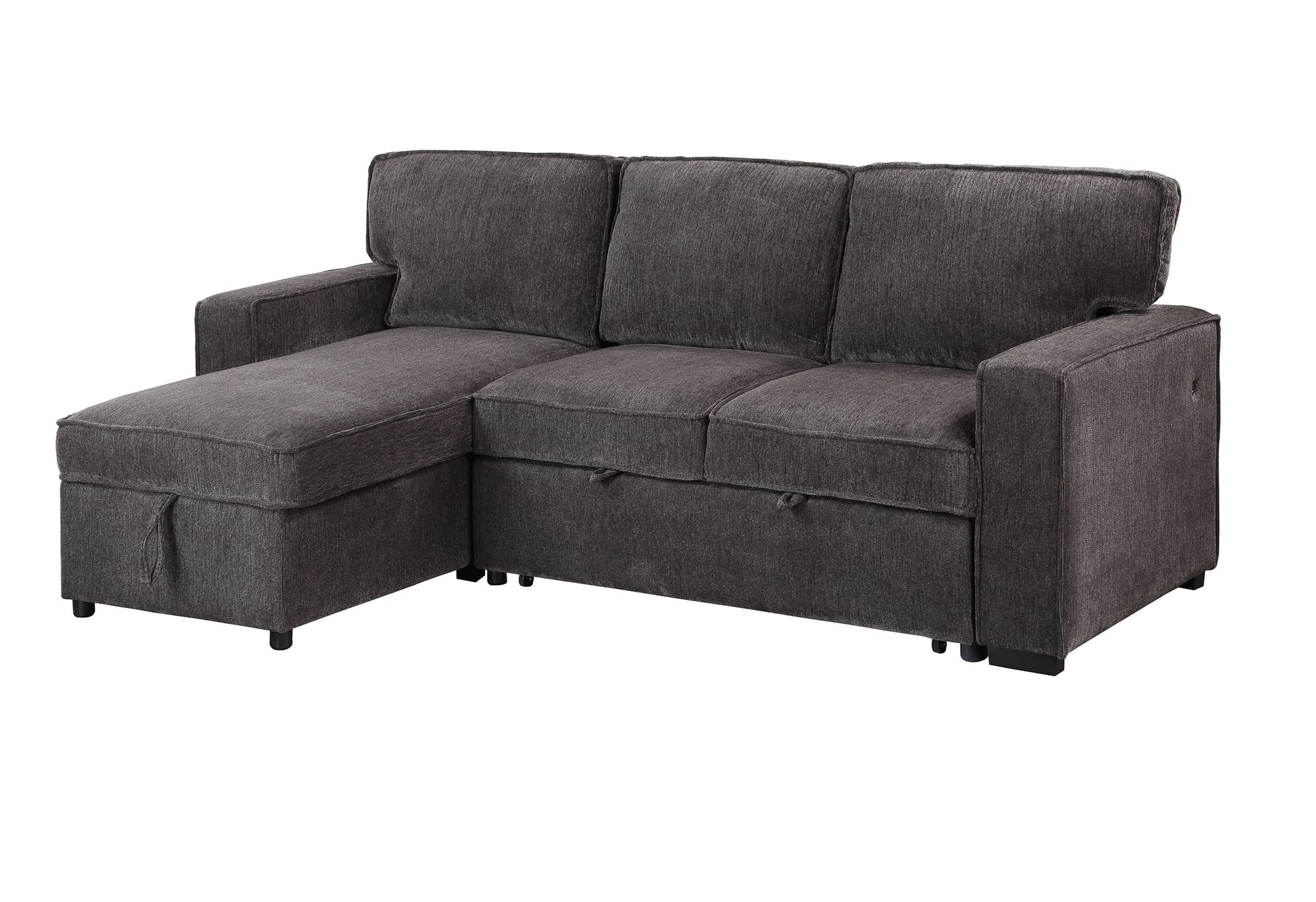 Territory Dark Grey Pull Out Sofa Bed Dark Gray Fabric 3 Seat