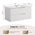 36 Inch Floating Bathroom Vanity With Ceramic Sink Setmodern Bath Storage Cabinet Vanity With Drawers Wall Mounted Combo For Bathroom, White White Mdf