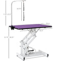 42.5Inch Hydraulic Pet Grooming Table Purple Mdf Steel