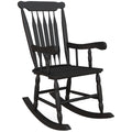 Outsunny Outdoor Wood Rocking Chair, 350 Lbs. Porch Rocker With High Back For Garden, Patio, Balcony, Black Black Wood
