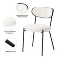 Modern Grey Simple Teddy Velvet Dining Chair Upholstered Chair Family Bedroom Stool Back Dressing, White Round Table Set,Bentwood Covered With Ash Veneer Chair Back,Chair Black Metal Legs Set Of 3 White Mdf