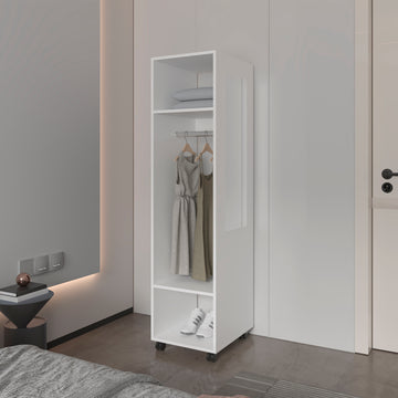 Benson Wardrobe In Melamine With Mirror And Open Storage White Bedroom Contemporary,Modern Particle Board Melamine