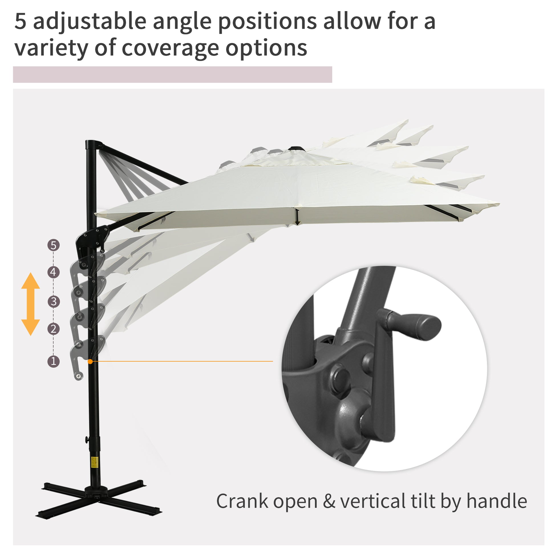 8 ft. square aluminum cantilever offset outdoor patio umbrella assembly Outsunny 8Ft Cantilever Patio Umbrella, Square Outdoor Offset Umbrella