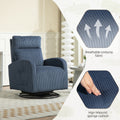 Jiada Upholstered Swivel Glider.Flannel Fabric.Rocking Chair For Nursery In Navy Blue.Modern Style One Left Bag Navy Blue Primary Living Space Foam Corduroy