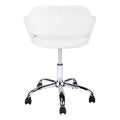 Office Chair, Adjustable Height, Swivel, Ergonomic, Armrests, Computer Desk, Work, White Leather Look, Chrome Metal, Contemporary, Modern White Foam Faux Leather