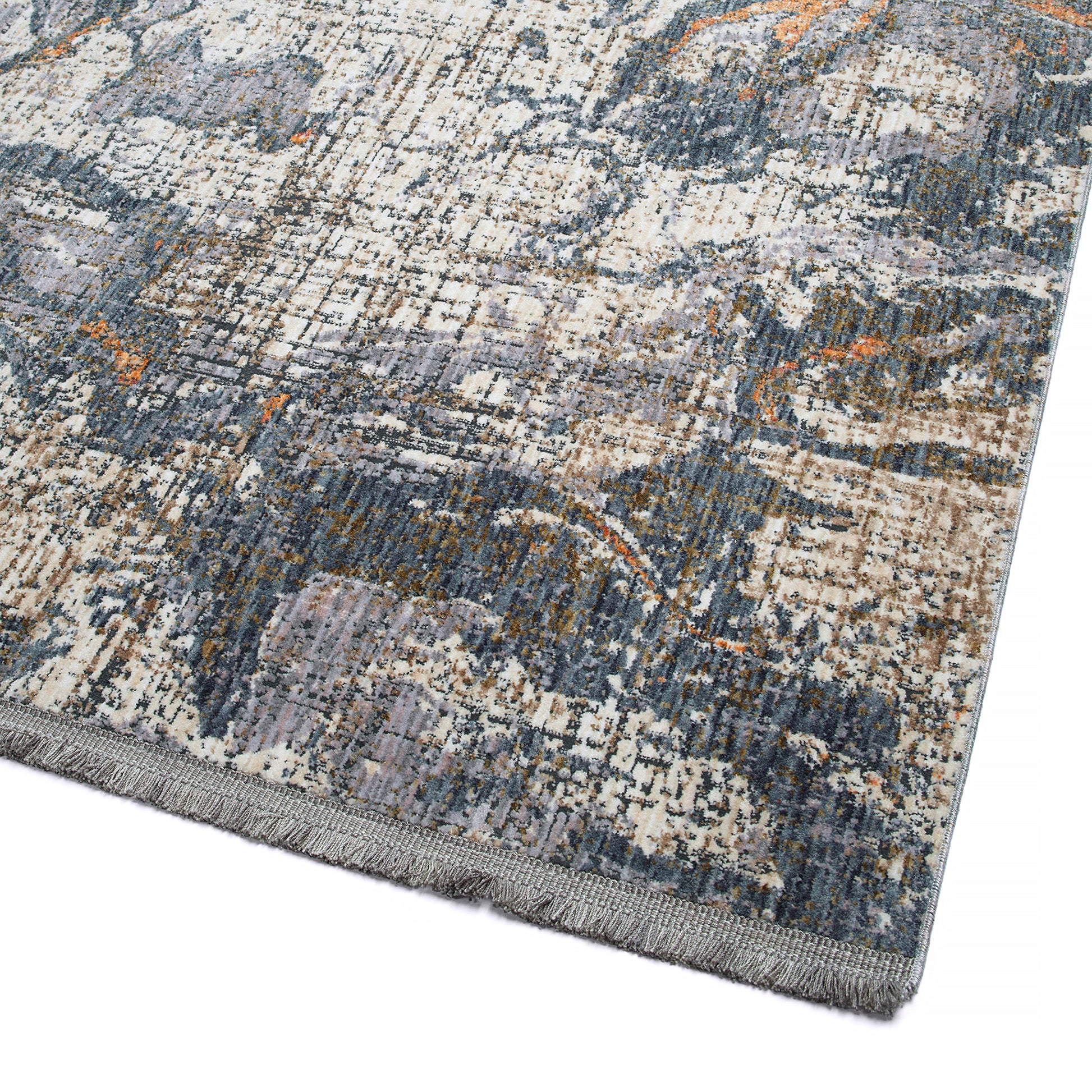 Modern, Abstract, Cut Pile 5'3" X 7'3" Rectangle Area Rug Grey Multi Polyester