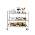 3 Tier Stainless Steel Cart, Serving Cart With Wheels, Restaurant, Household, Service Trolley, 360 Rotation Storage Cart With Locking Wheels 37.4 * 19.2 * 36.6'' L*W*H Rolling Kitchen Food Cart White Silver Stainless Steel