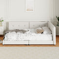 Upholstered Queen Size Platform Bed With Usb Ports, Beige Queen Box Spring Not Required Beige Linen