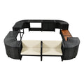 Spa Surround Spa Frame Quadrilateral Outdoor Rattan Sectional Sofa Set With Mini Sofa,Wooden Seats And Storage Spaces, Beige Yes Beige Water Resistant Frame Water Resistant Cushion Garden & Outdoor Sectional Seating Groups Foam Rattan Waterproof Fabric