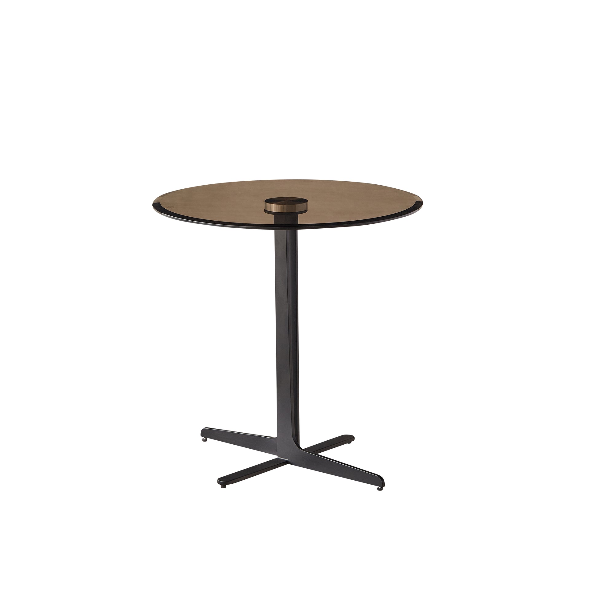 End Table Glass Top Side End Drink Table Tall Modern Round Accent Metal Nightstand Furniture For Living Room, Dorm, Home Office, And Bedroom 19.69" Round Brown Blass Matte Black Black Brown Primary Living Space Classic,European Round Ceramic Mdf