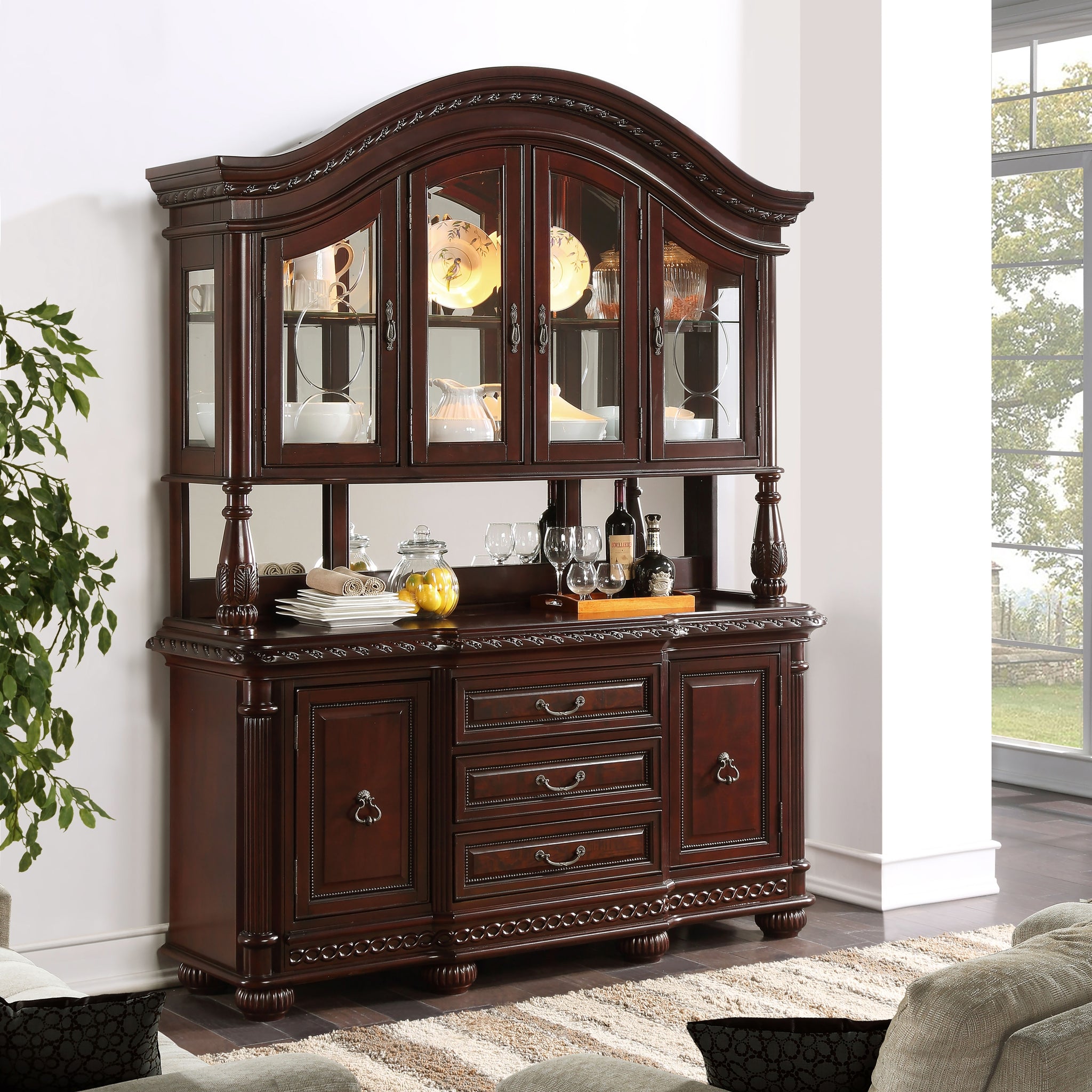 Antoinette Buffet And Hutch Dark Brown - Dark