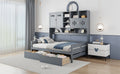 Full Size Wooden Daybed With 2 Drawers, And All In One Cabinet And Shelf, Gray Full Gray Wood