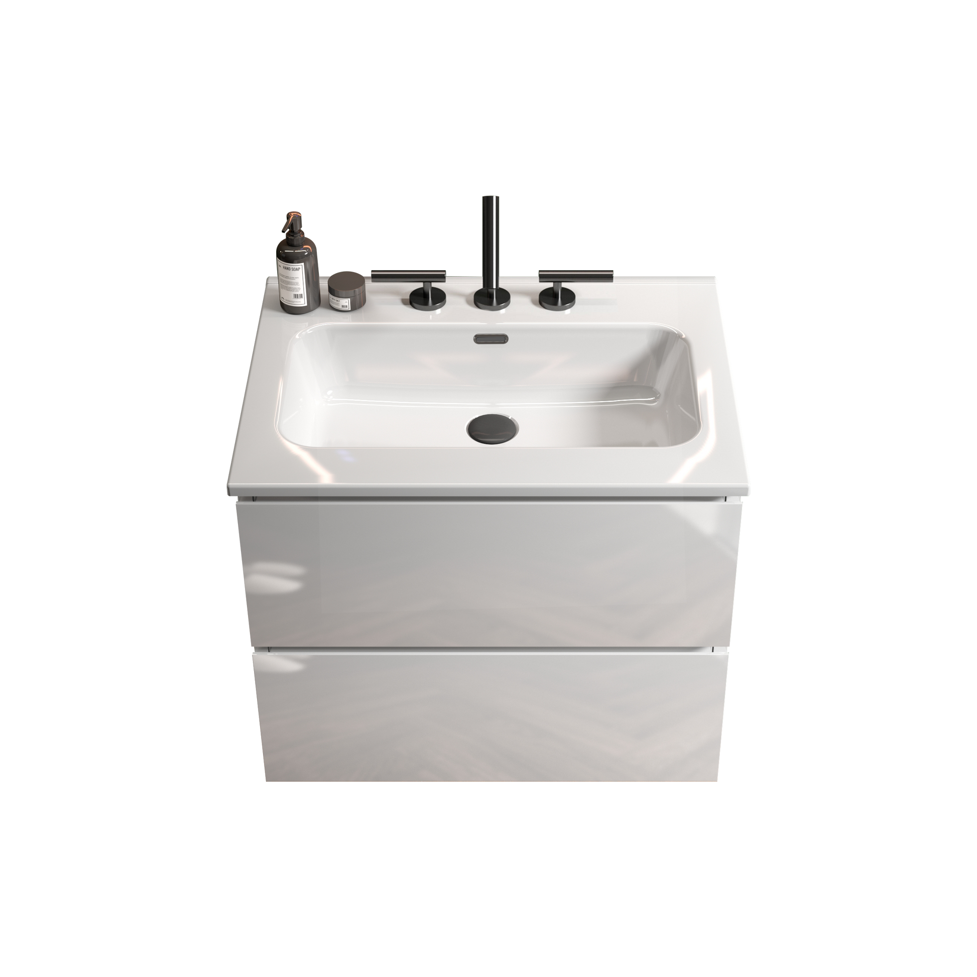 Tia 24" Wall Mount White Glossy Bathroom Vanity With Ceramic Sink With Three Faucet Holes, Large Storage Floating Bathroom Vanity For Bathroom, One Piece Sink Basin Without Drain, Pre Assembled