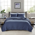 3 Piece Quilt Set Navy Full Queen Full Navy Polyester