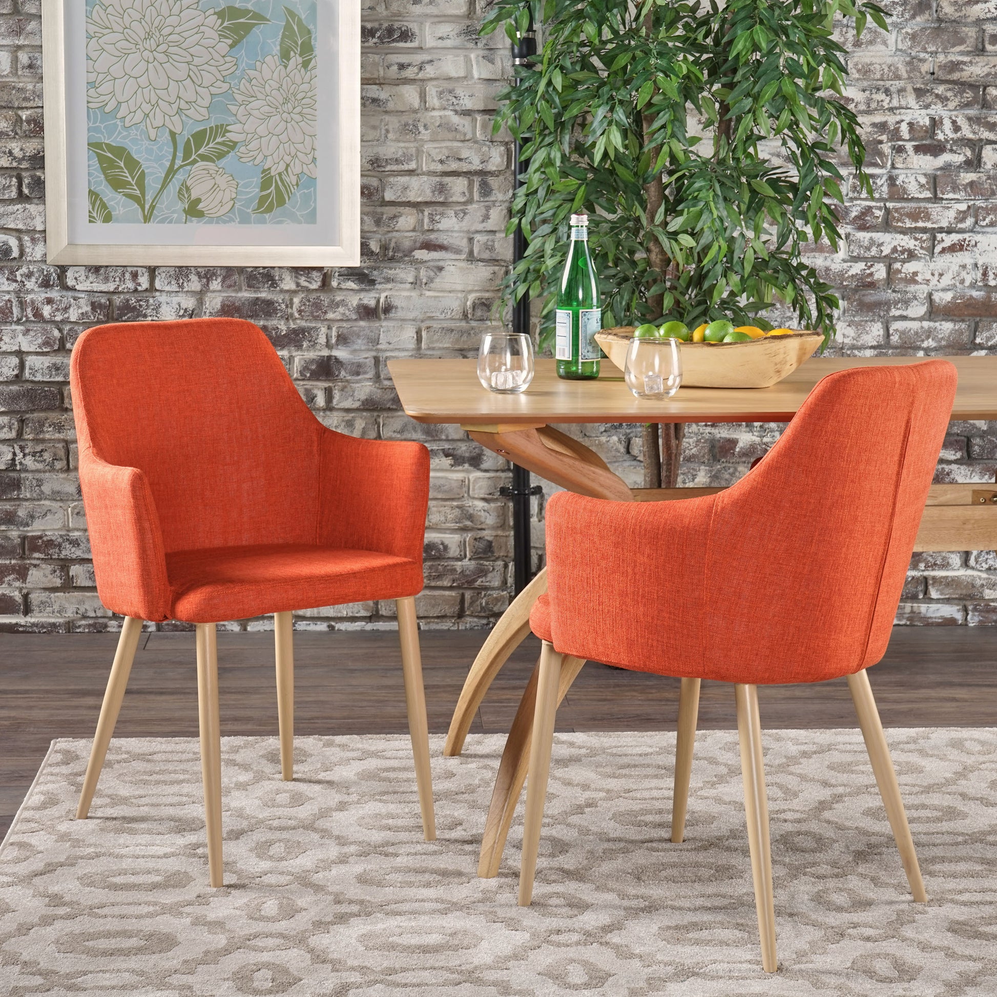 Dining Chair Orange Fabric