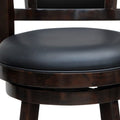 29 Inches Swivel Wooden Frame Counter Stool With Padded Back, Dark Brown Brown Solid Wood