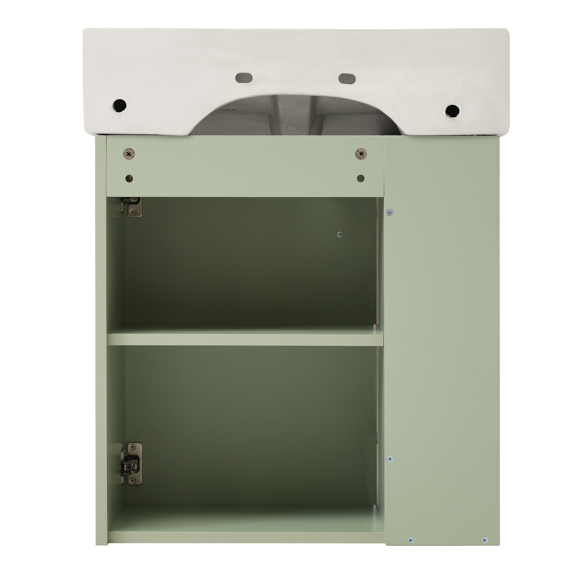 Video 21.6 Inch Modern Floating Bathroom Vanity With Ceramic Basin Perfect For Small Bathrooms, Left Side Storage Green Bathroom Ceramic Mdf