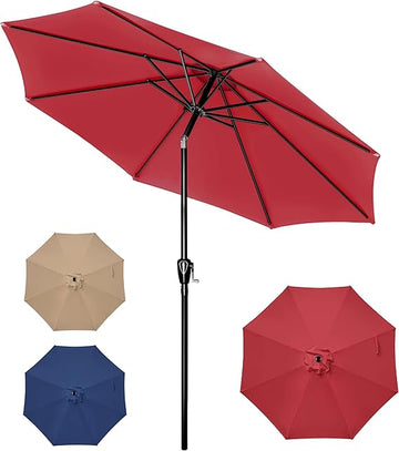 10Ft Outdoor Market Patio Umbrella With 8 Sturdy Ribs, Tilt Crank Push 10Ft Outdoor Market Patio Umbrella With 8 Sturdy Ribs, Tilt Crank Push