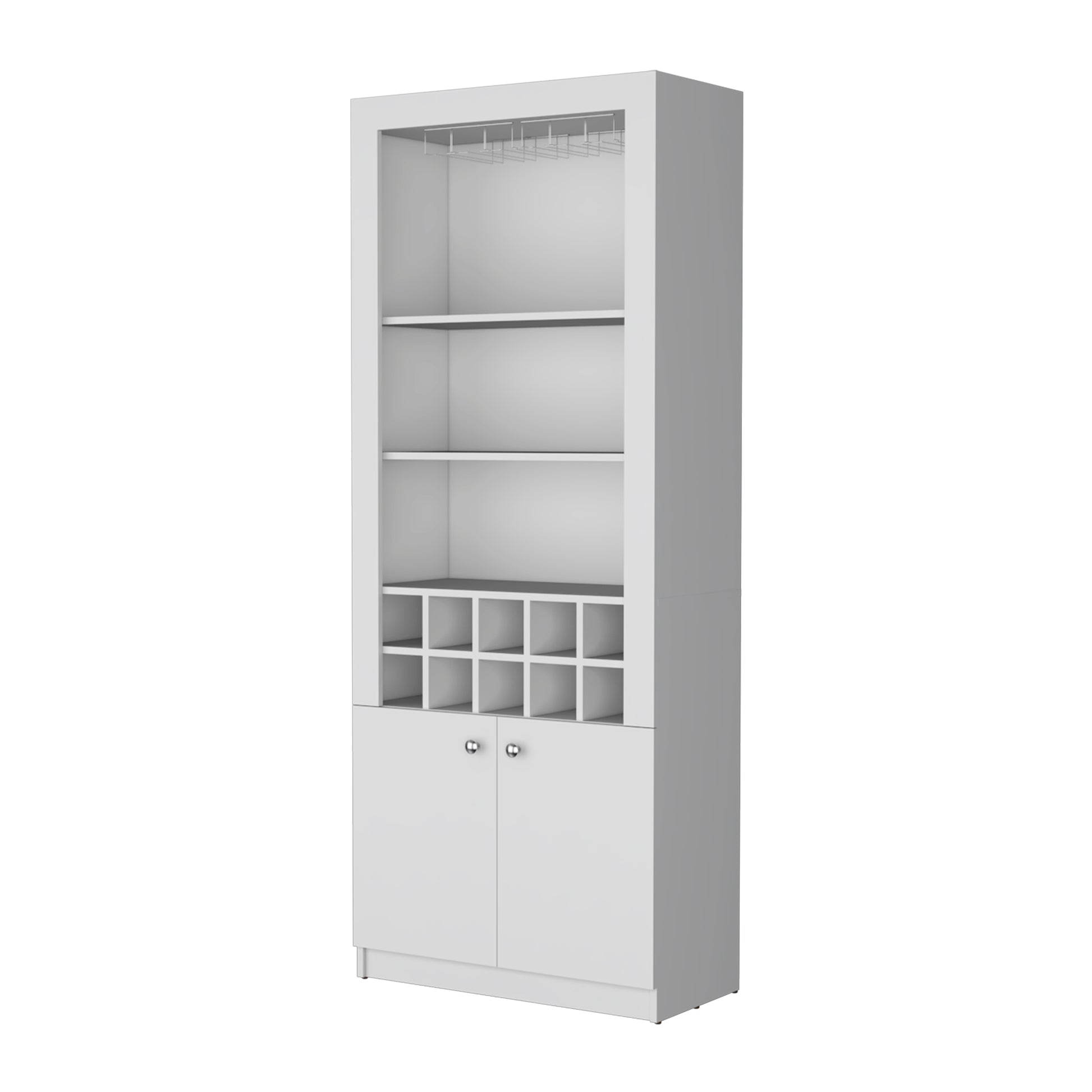 Cr Bar Cabinet, With Wine Storage And Thre Shelves Freestanding 5 Or More Spaces White Primary Living Space Open Storage Space Contemporary Particle Board Engineered Wood