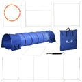 Pawhut Dog Agility Training Equipment With 9.8' Tunnel & Canine Whistle, Dog Obstacle Course For Backyard With Pause Box, Includes Dog Agility Tunnel, Agility Jumps, Weave Poles, 8 Piece Blue Fabric