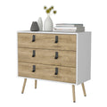 Kimball 3 Drawer Dresser, Modern Chic Storage With Wooden Legs Multicolor Bedroom Contemporary Pine Melamine Engineered Wood