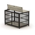 Furniture Style Dog Crate Wrought Iron Frame Door With Side Openings, Grey, 43.3''W X 29.9''D X 33.5''H. Grey Particle Board