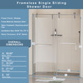 56 60 In. W X 76 In. H Frameless Shower Door, Single Sliding Shower Door, 5 16