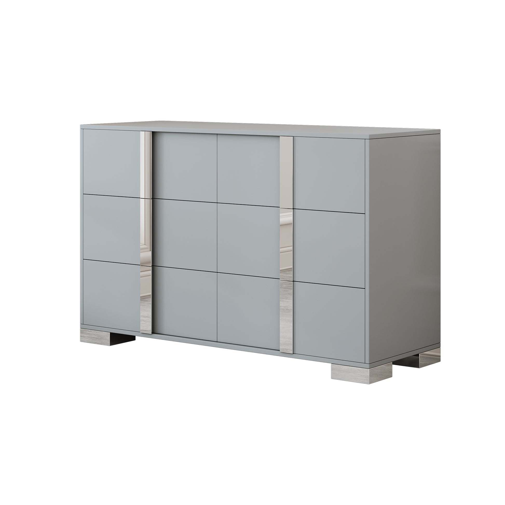 Elegant Modern Dresser With Metal Handle,Mirrored Storage Cabinet With Elegant Modern Dresser With Metal Handle,Mirrored Storage Cabinet With