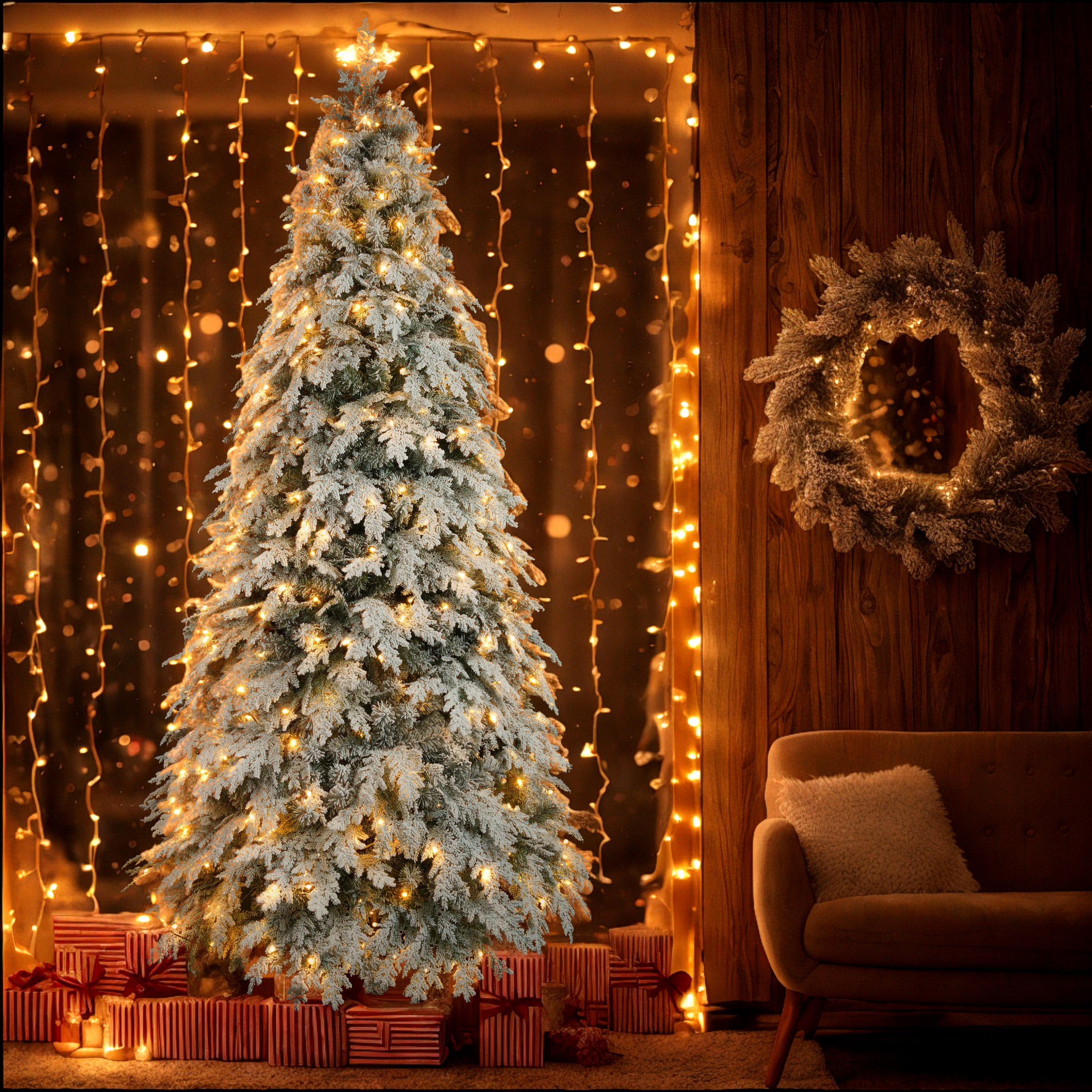 7.5Ft Artificial Christmas Tree With 400 Led Lights And 1200 Bendable