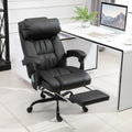 Vinsetto High Back Massage Office Chair With 6 Vibration Points, Pu Leather Reclining Computer Chair, Ergonomic Office Chair With Footrest Adjustable Height And Remote, Black Black Faux Leather