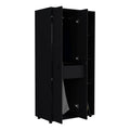 Misuri Wardrobe Armoire With Double Door, Drawer, Hanging Rodss, And Open Shelves Black Black Bedroom Particle Board