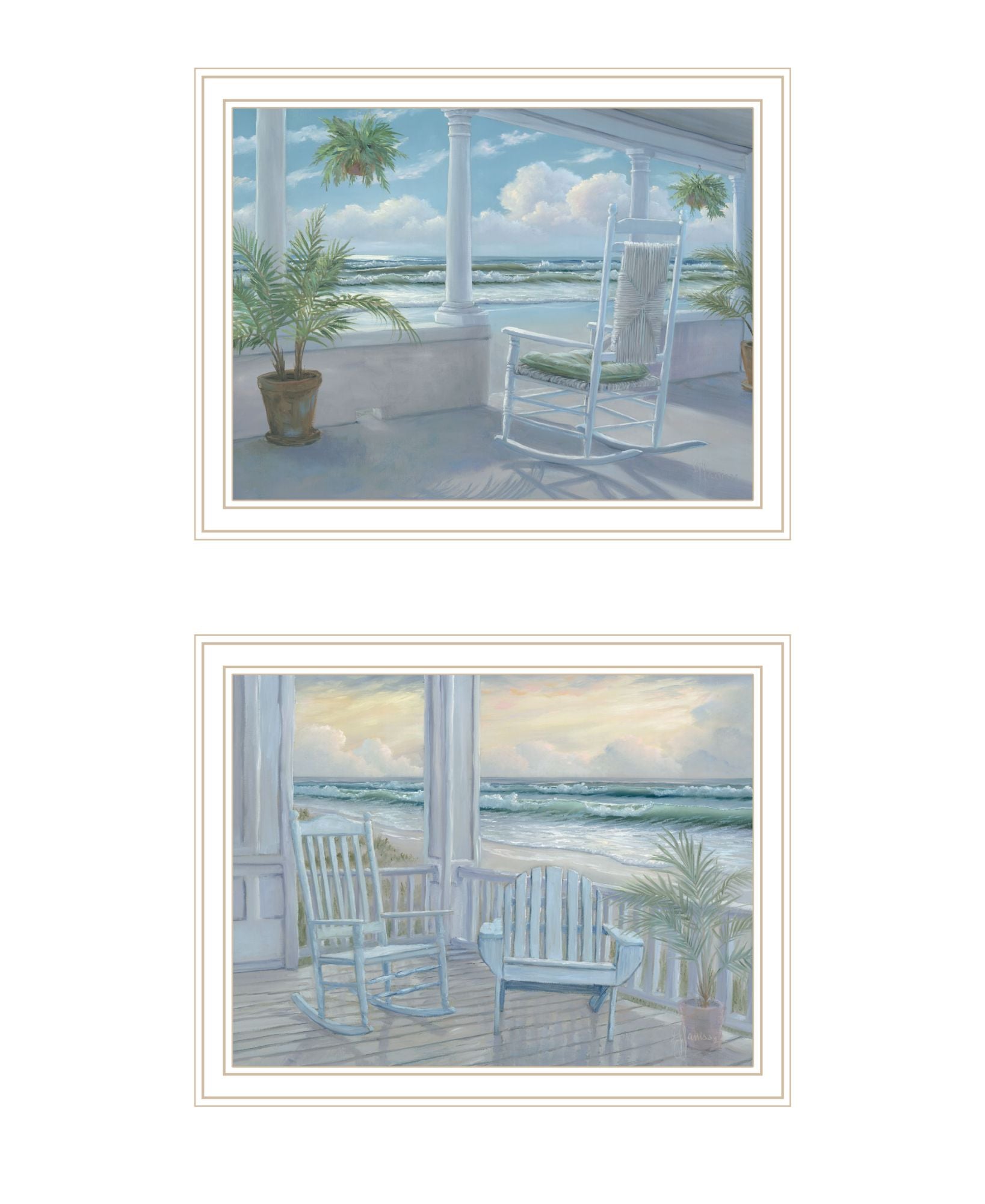 "Coastal Porch Relaxing" Framed Wall Art For Living Room, Wall Art Print For Home Decor, Bedroom Wall Art By Georgia Janisse Multicolor Wood Paper