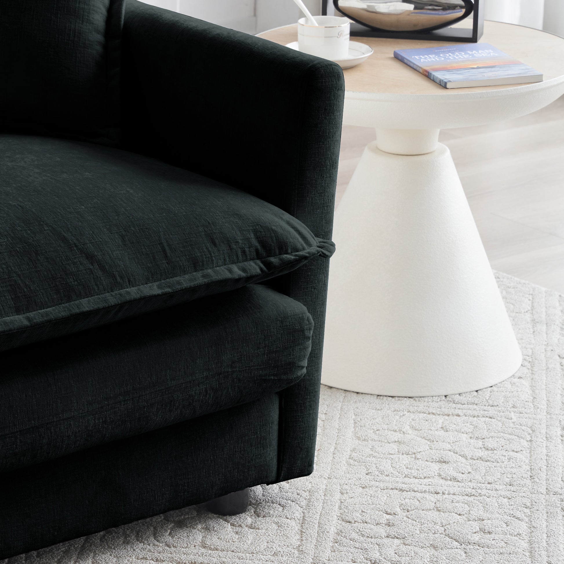 Free Combination Comfy Upholstery Modular Oversized L Shaped Sectional Sofa With Reversible Ottoman, Black Chenille Black Chenille 3 Seat