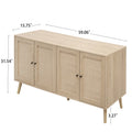 4 Door Accent Cabinet Sideboard Buffet Storage Cabinet With Adjustable Shelf For Entryway Living Room Bedroom Natural Mdf