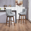 Coolmore Bar Stools Set Of 2 Counter Height Chairs With Footrest For Kitchen, Dining Room And 360 Degree Solid Wood Legs Swivel Bar Stools Set Of 2 Gary Linen Gray Foam Linen