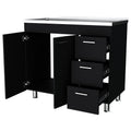 Black 2 Door 3 Drawer Kitchen Cabinet Black Primary Living Space Melamine