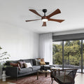 52 Inch Ceiling Fan With 22W Led Light And Remote Control 5 Abs Blades For Bedroom Black Abs