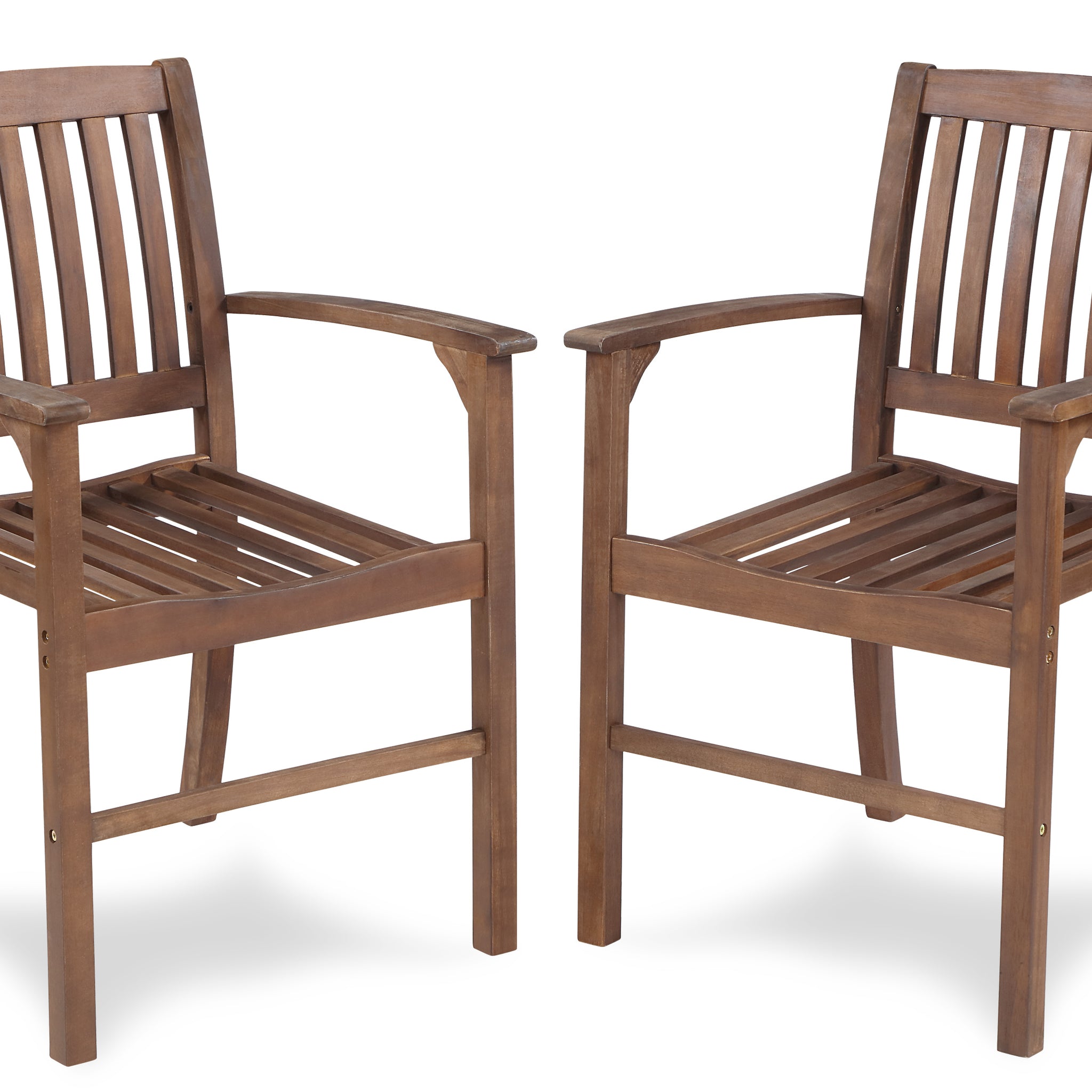 Patio Dining Chair Set Of 2, Solid Wood Indoor Outdoor Furniture Brown Brown Acacia Wood