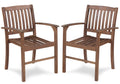 Patio Dining Chair Set Of 2, Solid Wood Indoor Outdoor Furniture Brown Brown Acacia Wood