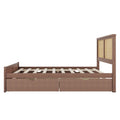 Queen Size Wood Storage Platform Bed With 4 Drawers, Rattan Headboard, Espresso Box Spring Not Required Queen Antique Espresso Wood Bedroom Bed Frame Wood Rattan
