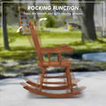 Outsunny Outdoor Wood Rocking Chair, 350 Lbs. Porch Rocker With High Back For Garden, Patio, Balcony, Teak Natural Wood
