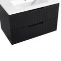 30 Inch Floating Bathroom Vanity With Ceramic Sink Combo Set, Modern Bath Storage Cabinet Vanity With Drawers Wall Mounted Vanity For Bathroom, Black Black Mdf